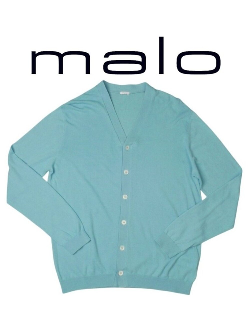 Malo Men’s Powder Blue Fine Gauge Cotton Cardigan / IT 50
